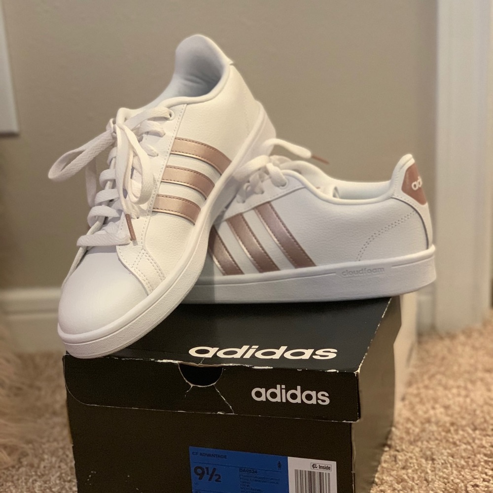 NEW! Rose gold Adidas tennis shoes!